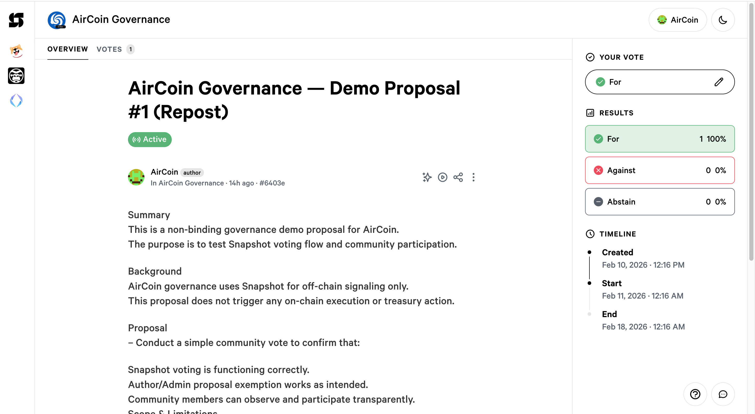 AirCoin AirCoin logo – a symbolic public good for the open world